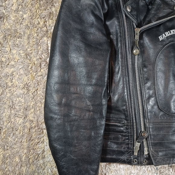 Vintage Harley Davidson Leather Jacket D Pocket Embroidered Double Zipper - Picture 7 of 15